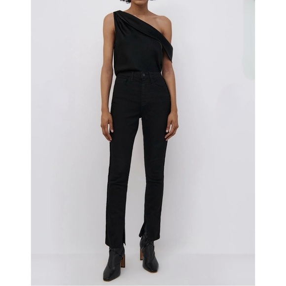 Jonathan Simkhai - Black Embellished Split Hem Jeans - Picture 2 of 9